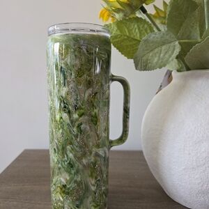 Green Marble Travel Tumbler